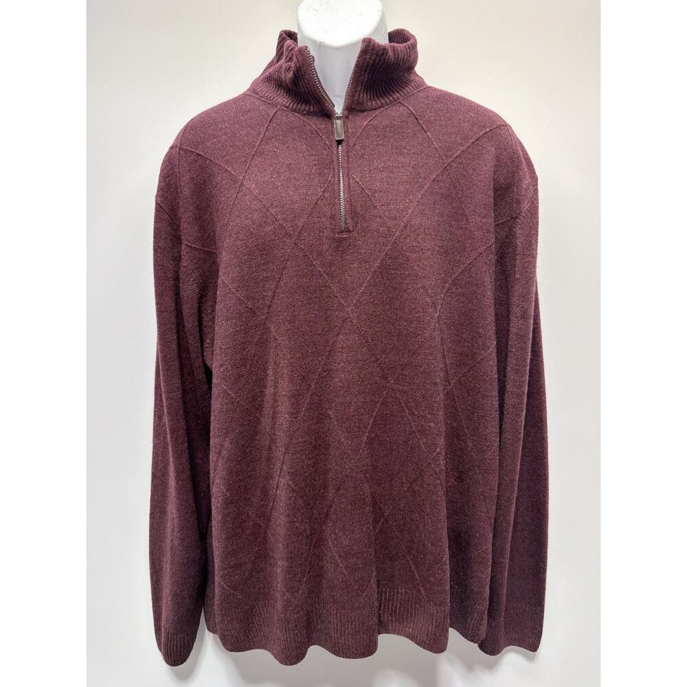 Triscots St. Raphael MERLOT Turtleneck ZIP FRONT MEN SWEATER TOP SZ XXL